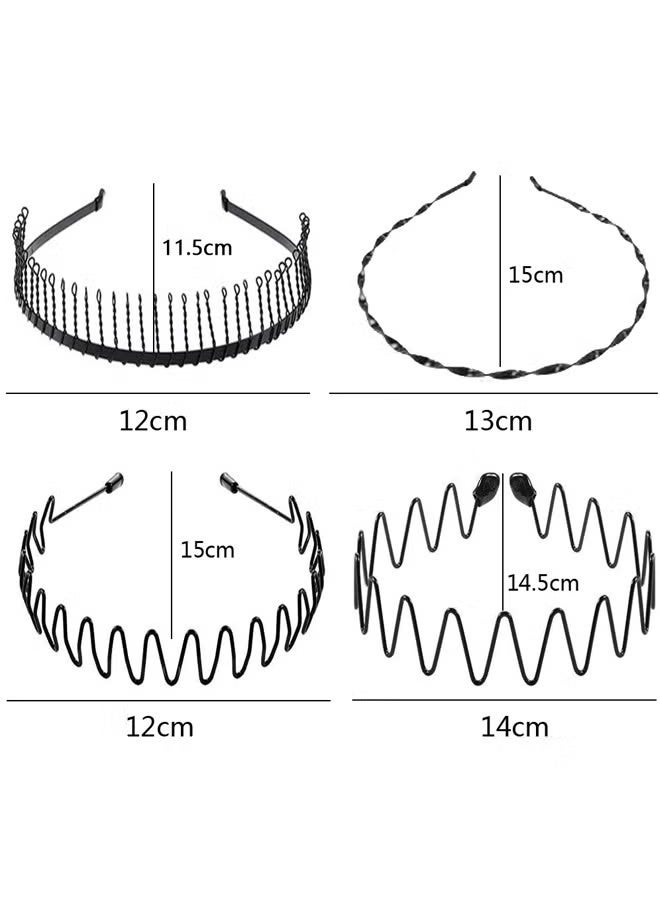 JUMEI 10PCS Metal Wavy Headbands, Unisex Non-Slip Spring Hair Bands for Women & Men, Sports & Daily Fashion Hair Accessories, Black - Image 3